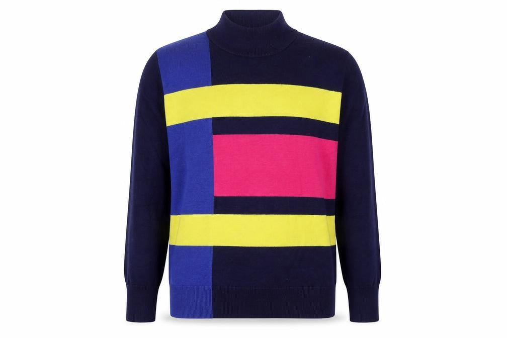 Kelly & Grace Women's Multicoloured Geometric Mock Neck Jumper Size L
