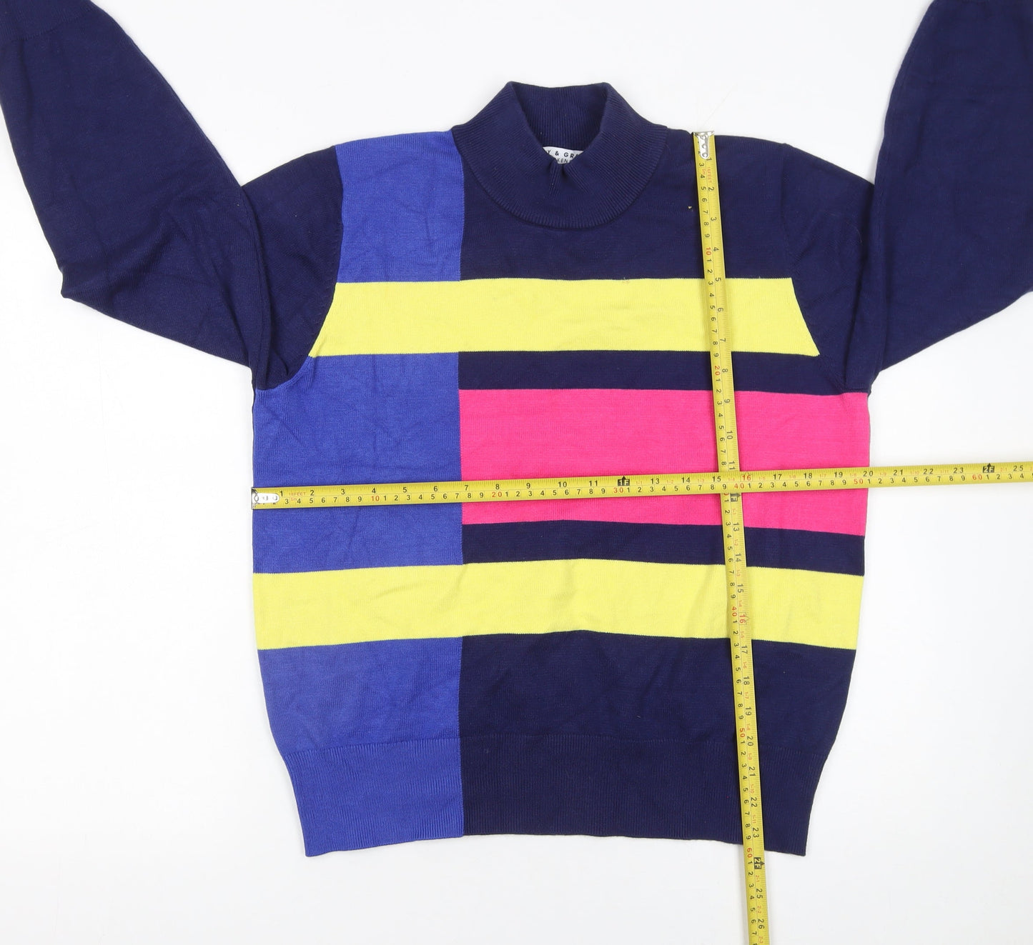 Kelly & Grace Women's Multicoloured Geometric Mock Neck Jumper Size L