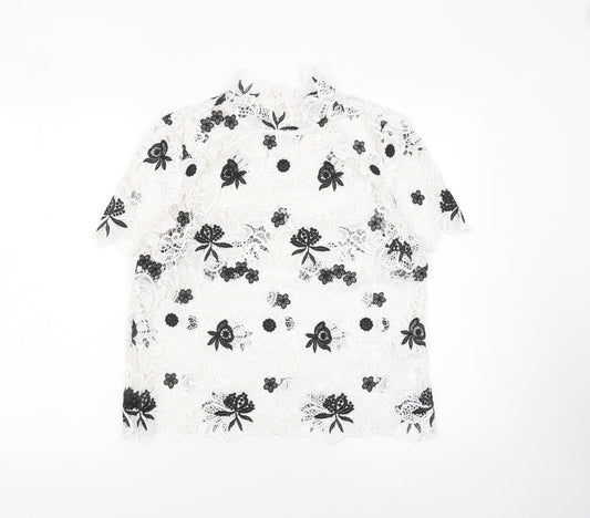 Very Women White Lace Floral Short Sleeve Blouse UK 12