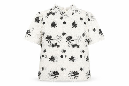 Very Women White Lace Floral Short Sleeve Blouse UK 12