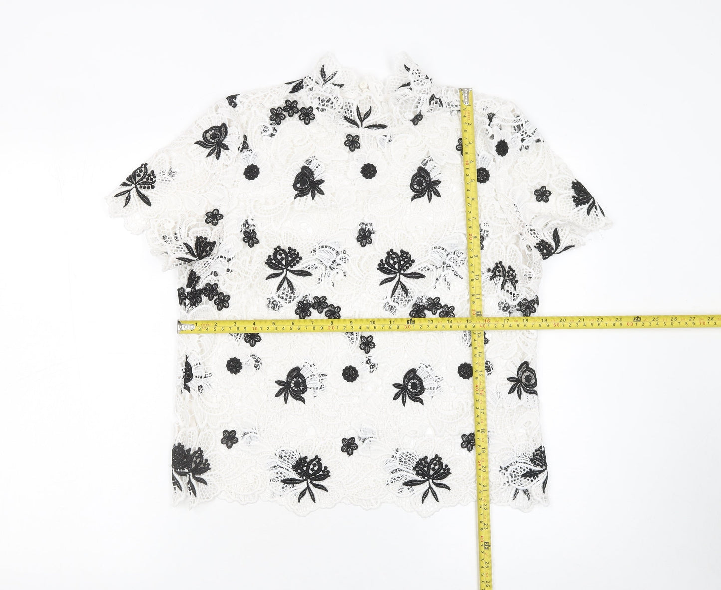 Very Women White Lace Floral Short Sleeve Blouse UK 12