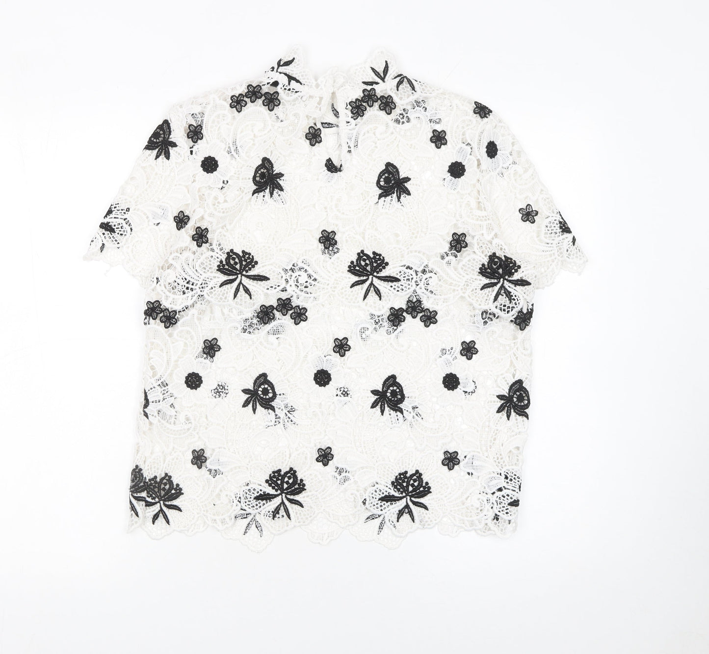 Very Women White Lace Floral Short Sleeve Blouse UK 12