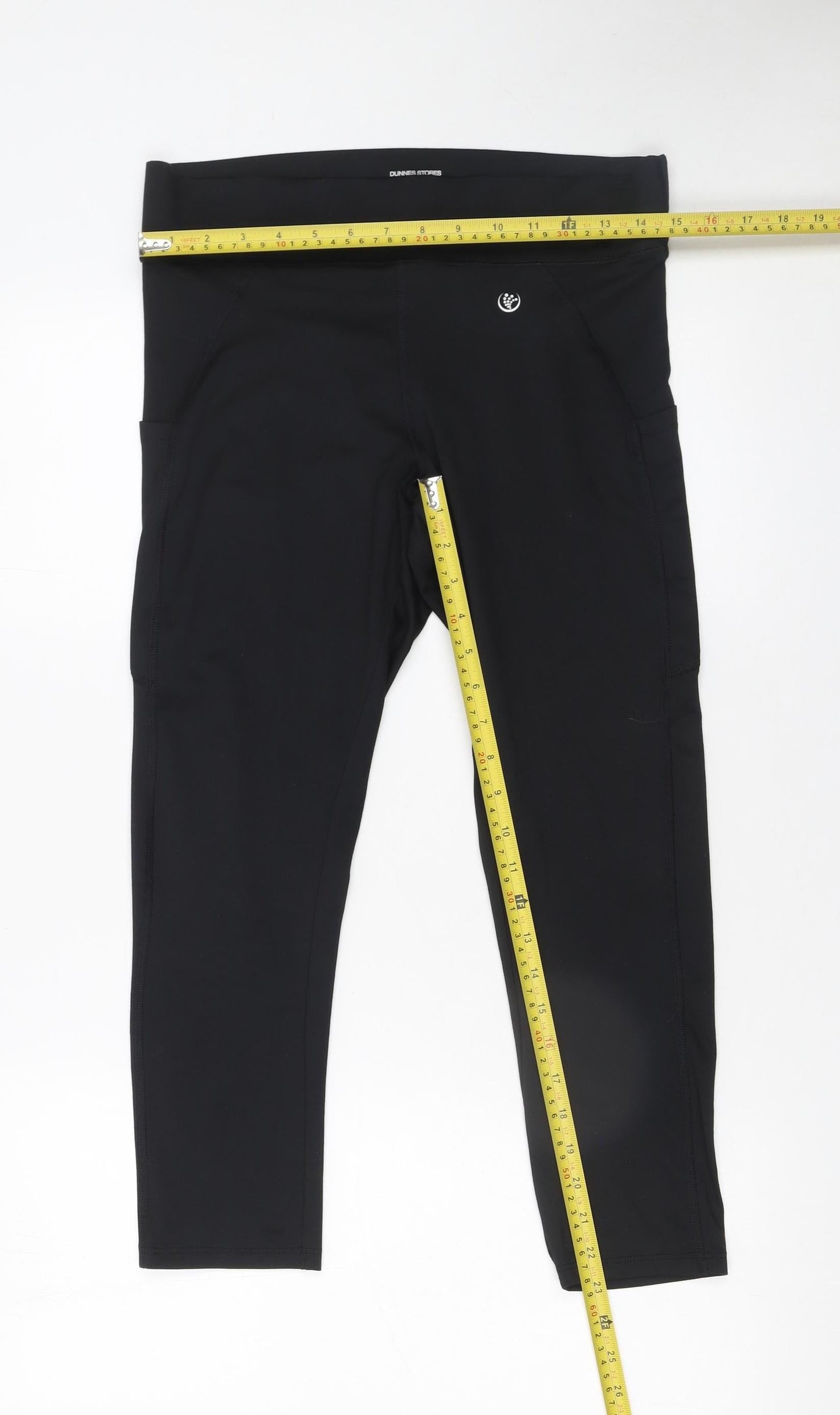 Dunnes Stores Women Black Medium Cropped Leggings with Pockets