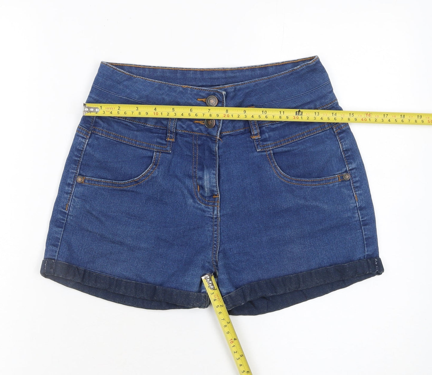 St Bernard for Dunnes Stores Women's Blue High Rise Denim Shorts Size 26in