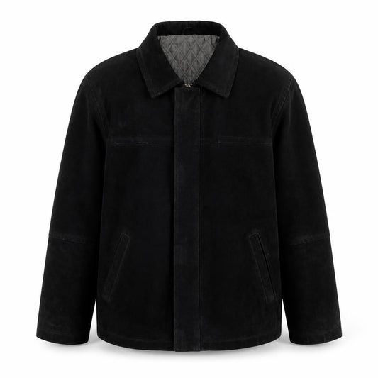 St Bernard Men's Black Leather Mid-Length Jacket L 41in