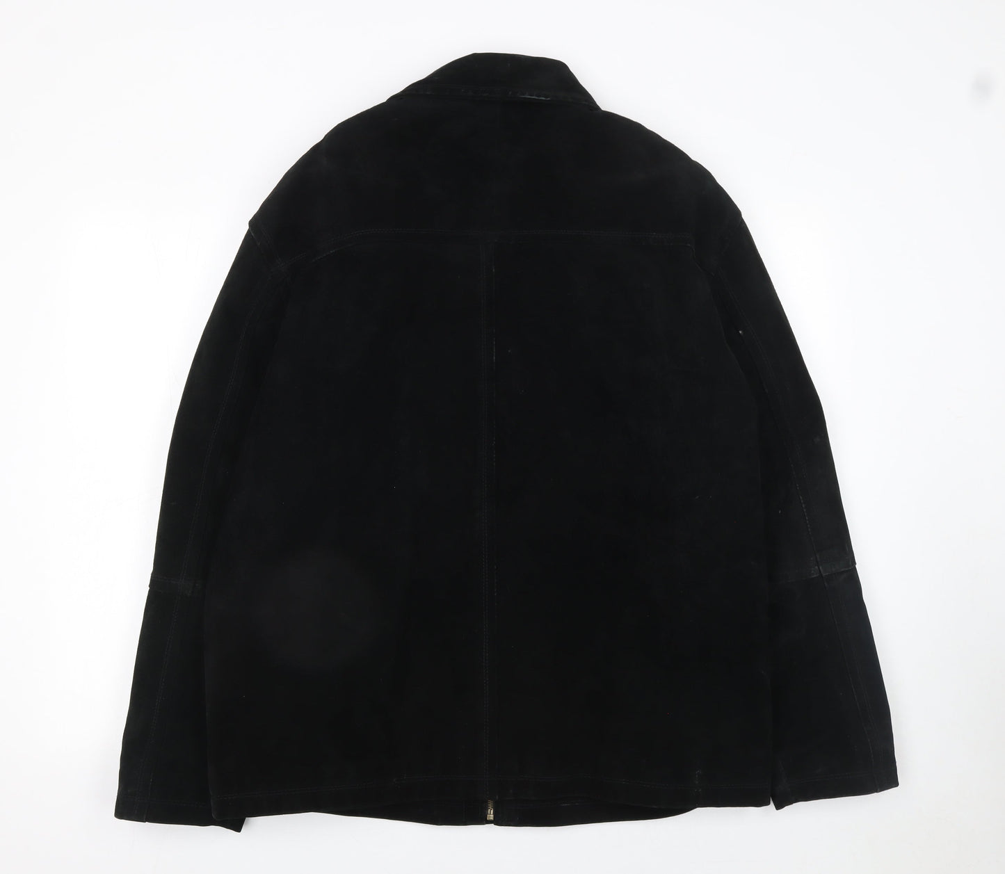 St Bernard Men's Black Leather Mid-Length Jacket L 41in