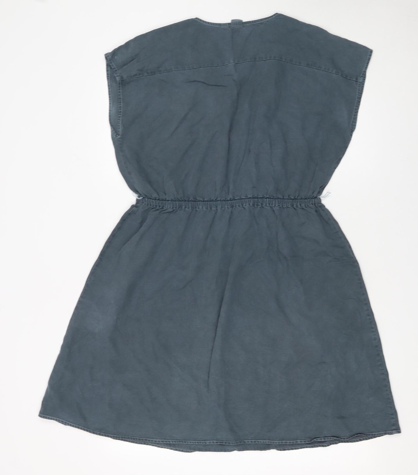GAP Women Grey Knee Length Wrap Dress Size M Sleeveless Casual Lyocell