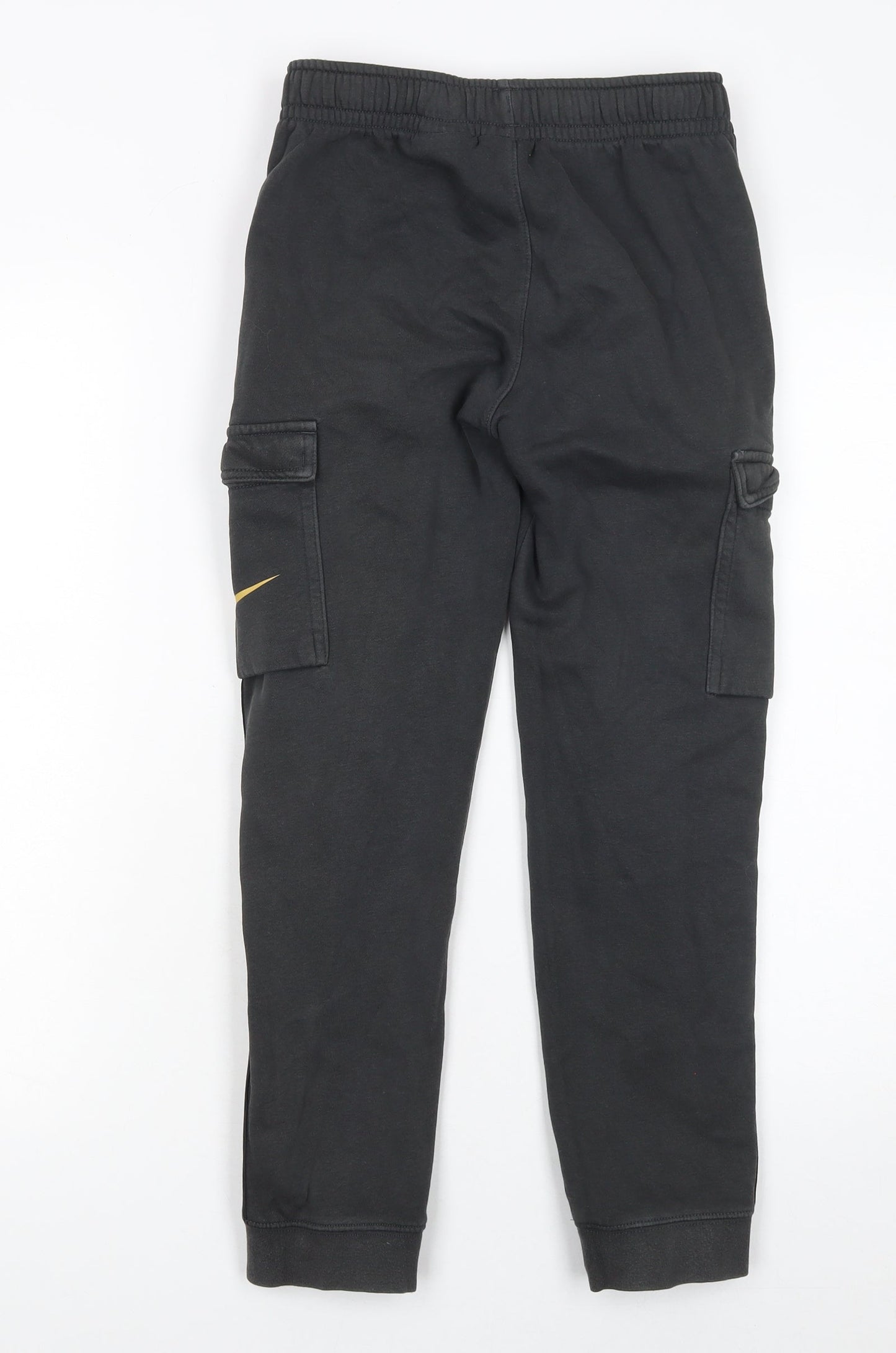 Nike Boys Black Cargo Jogger Trousers M 137-147cm with Gold Swoosh
