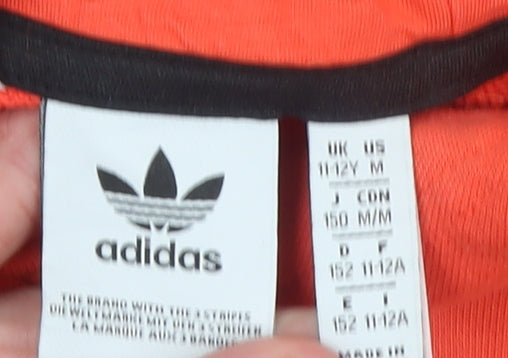 Adidas Boys Orange Adventure Logo Hoodie 11-12 Years Pullover Sweatshirt