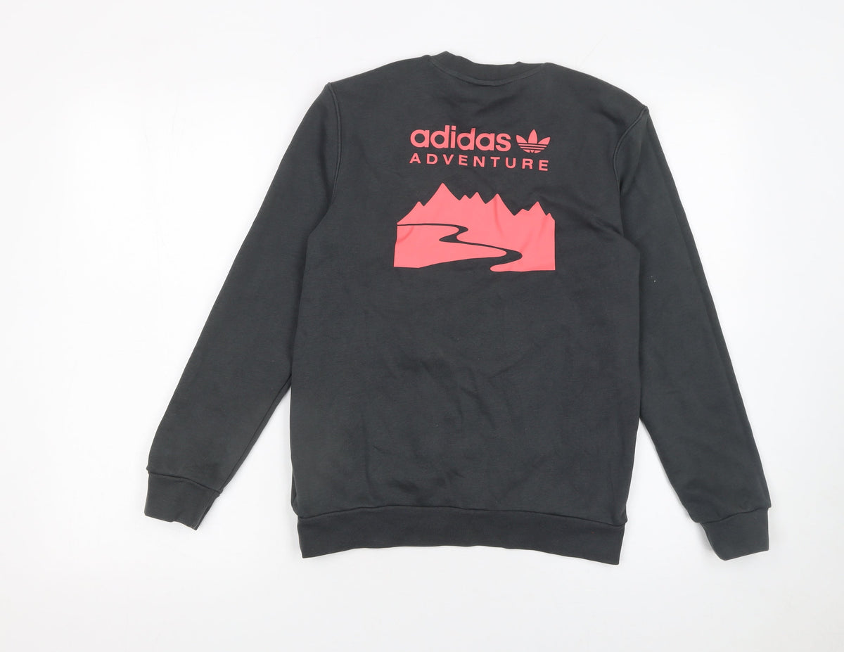 Adidas Girls Black Adventure Logo Pullover Sweatshirt 11-12 Years