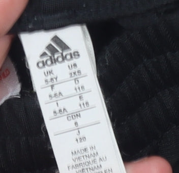 Adidas Boys Black Jogger Trousers 2XS 5-6 Years Elastic Waist Activewear