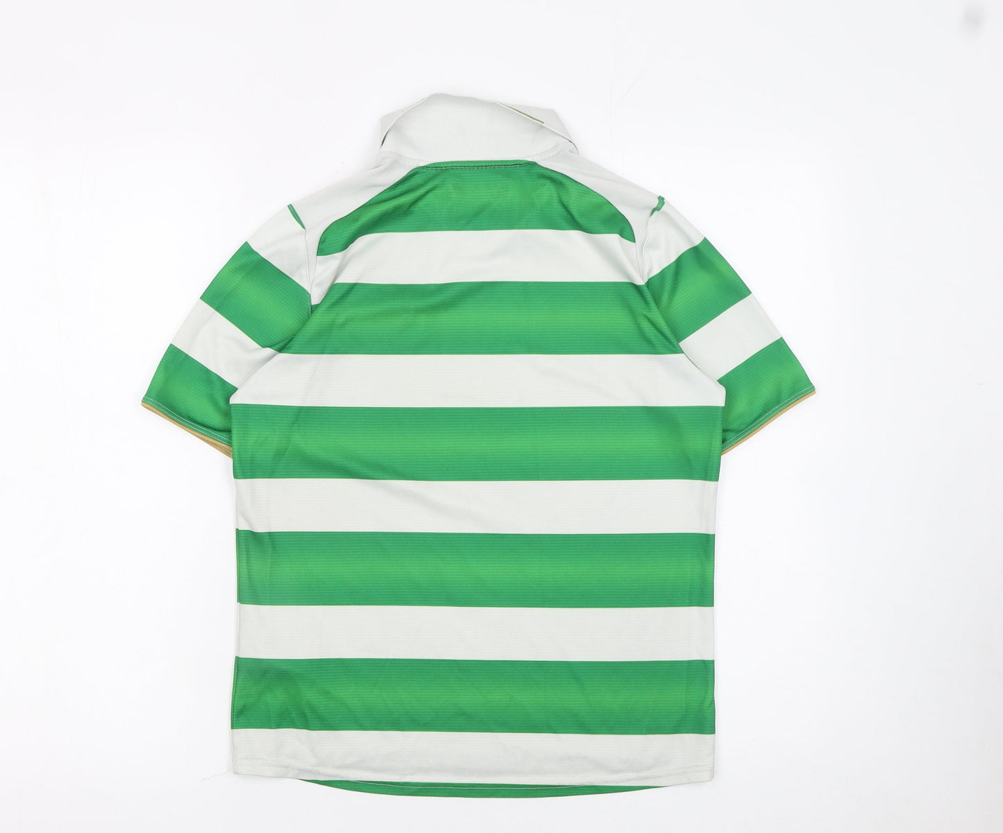 New Balance Boys Green Striped Collared Football Jersey Size 146