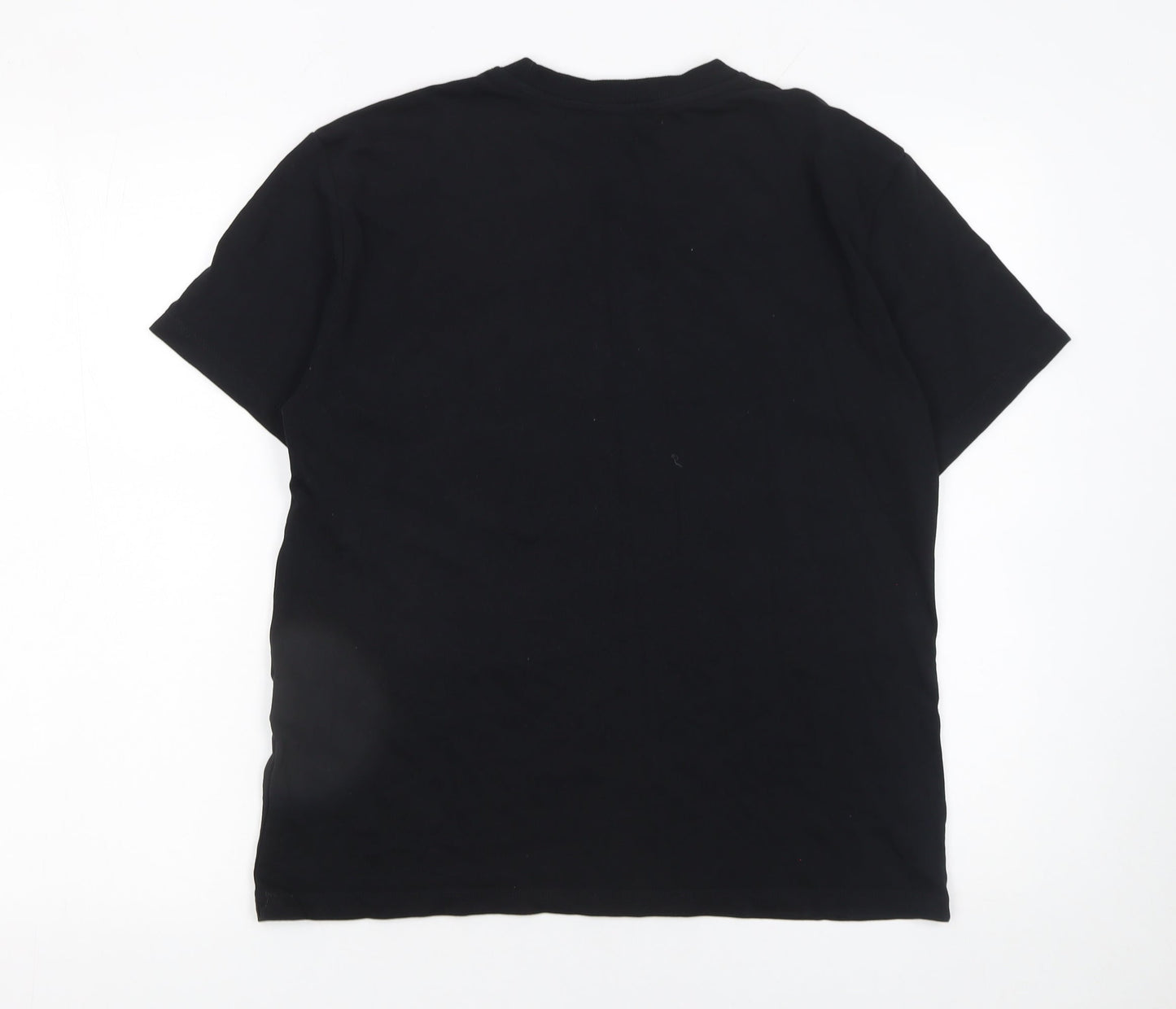 ZARA Women Black Barbie Sequin T-Shirt Size 12 Short Sleeve Cotton