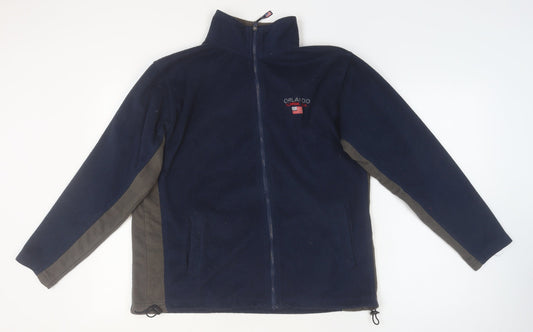 U.S.A.P. Men's Blue Fleece Full Zip Jacket Size L Outdoor Casual
