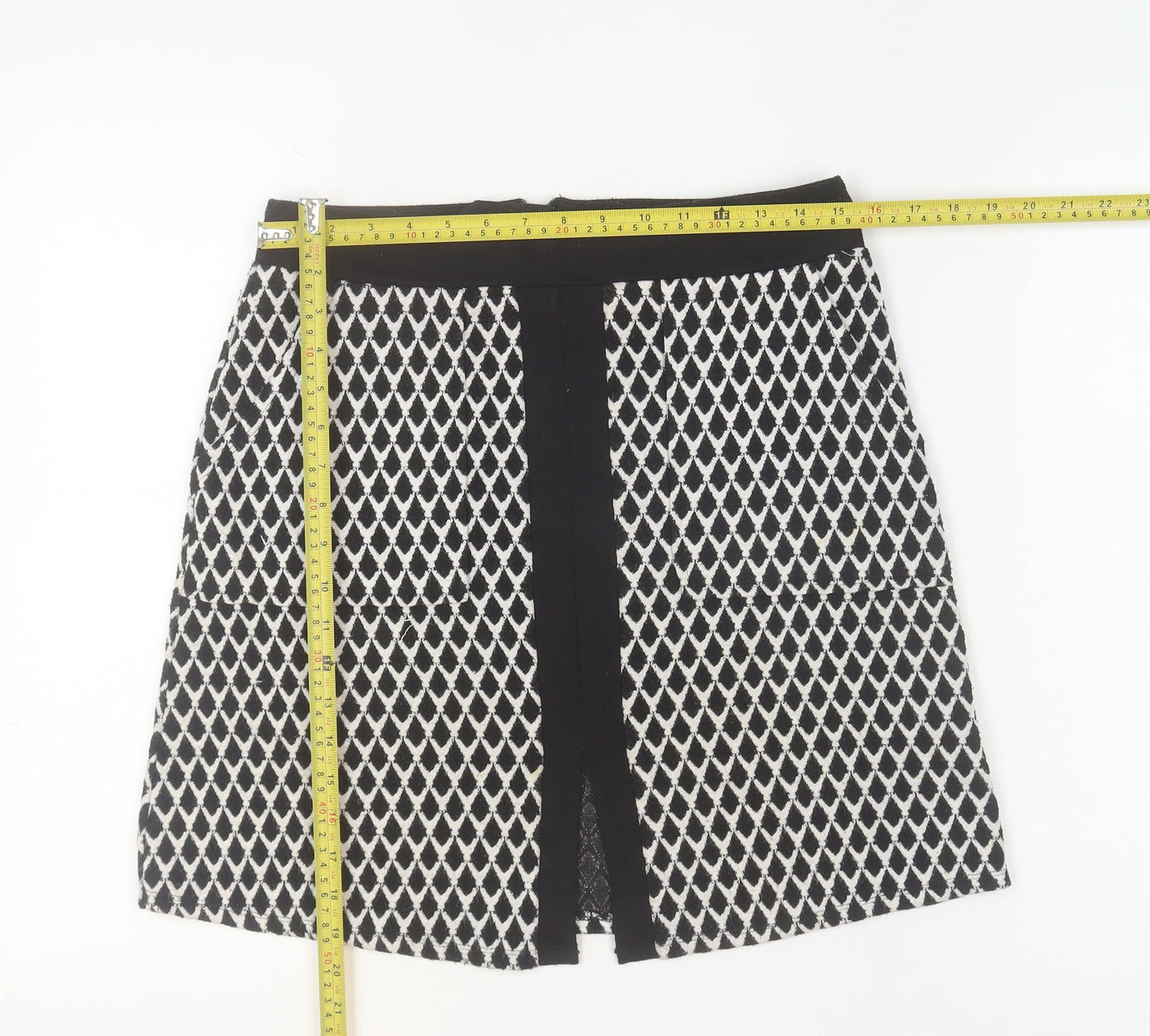 Wallis Women’s Black Geometric Knee Length Pencil Skirt Size 10