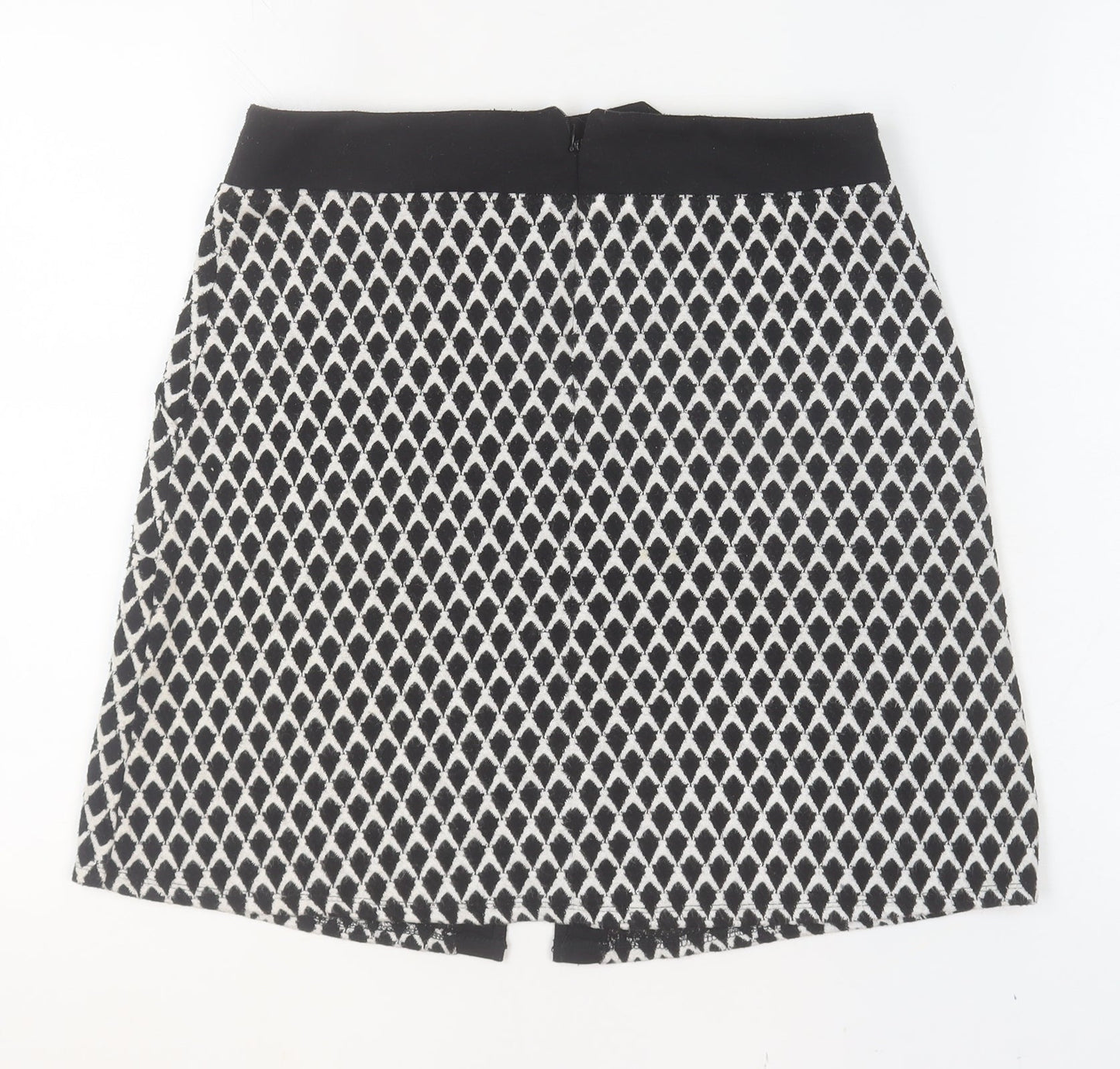 Wallis Women’s Black Geometric Knee Length Pencil Skirt Size 10