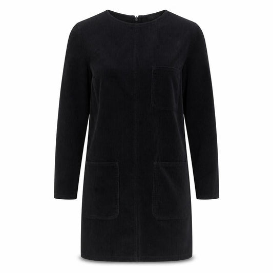 COS Women Black Cotton Corduroy Shift Dress Size 6 Long Sleeve