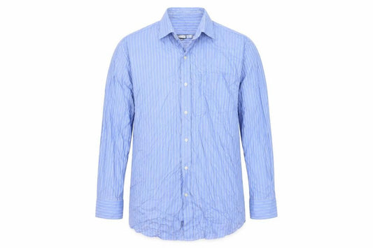 Tommy Hilfiger Men's Blue Striped Cotton Long Sleeve Button-Up Shirt M