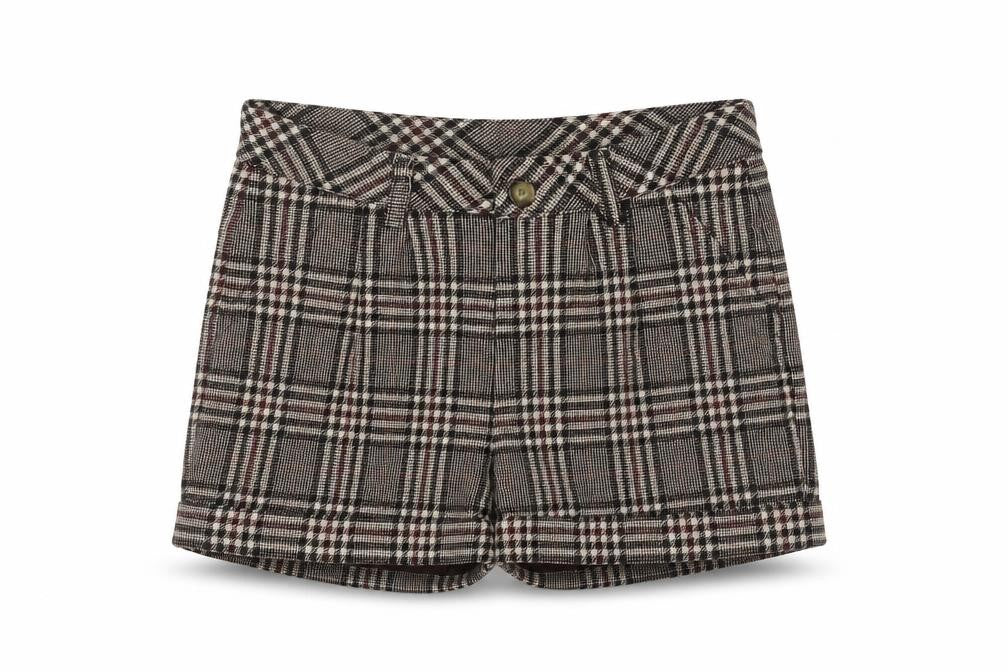 Tyess Girls Brown Check Chino Shorts Size 10A 140cm 100% Cotton