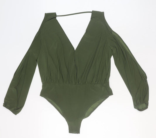 New Look Women's Green Size 16 High Neck Long Sleeve Bodysuit