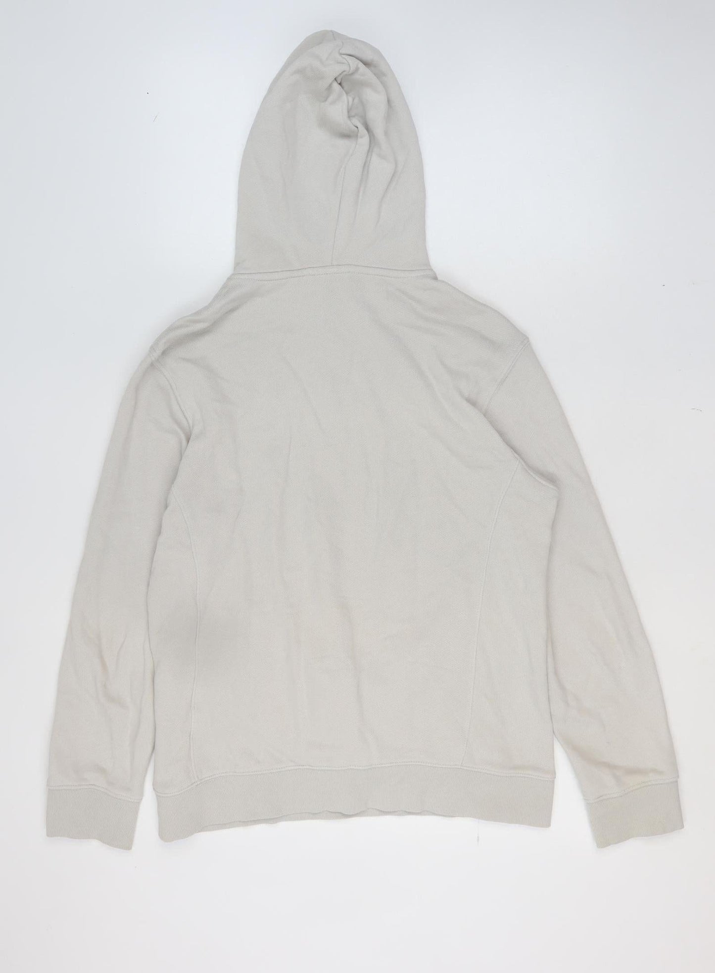 H&M Women's Beige Regular Fit Pullover Hoodie Size 12 Cotton Graphic Print