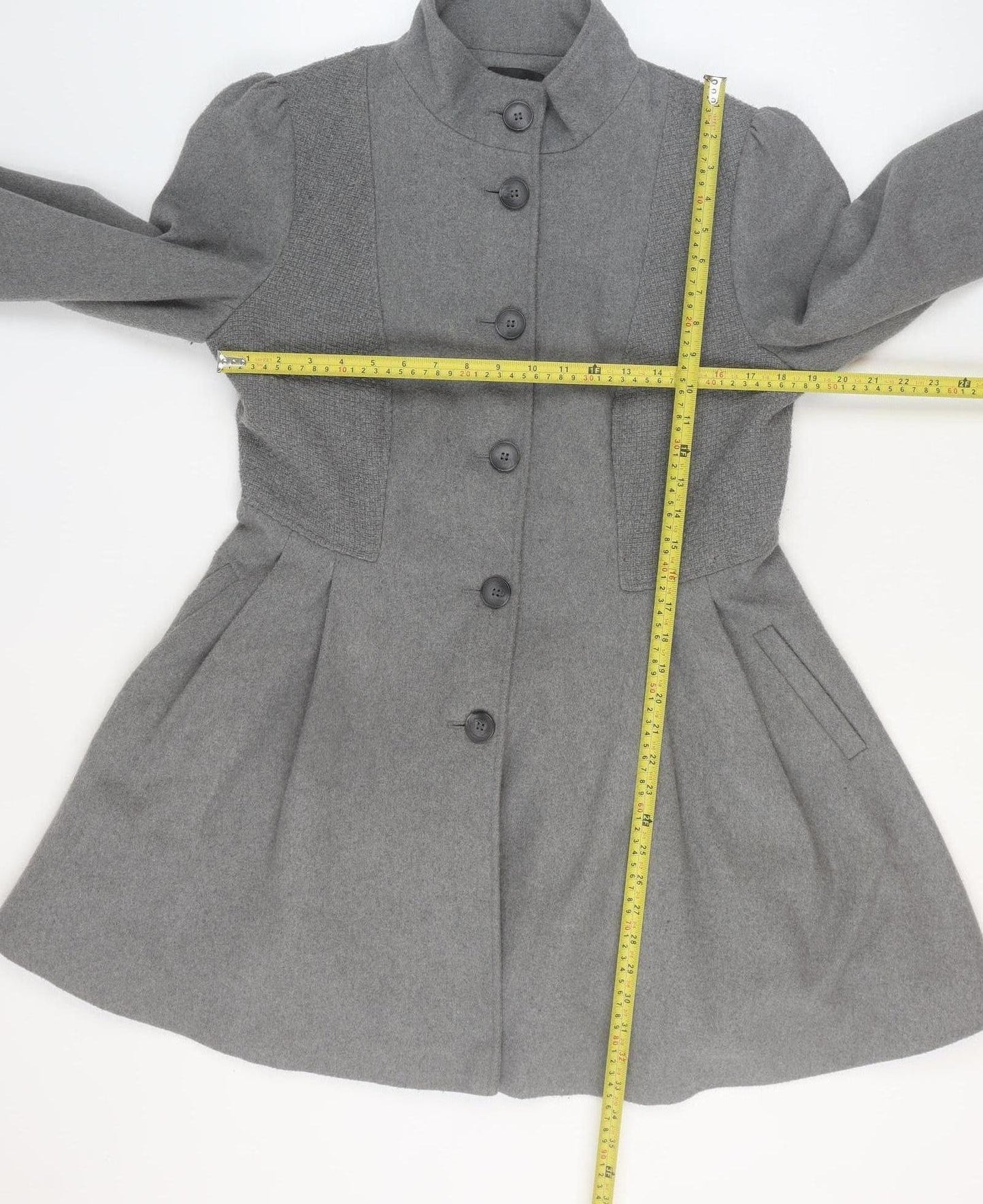George Womens Grey Military Style Mid-Length Coat Size 16