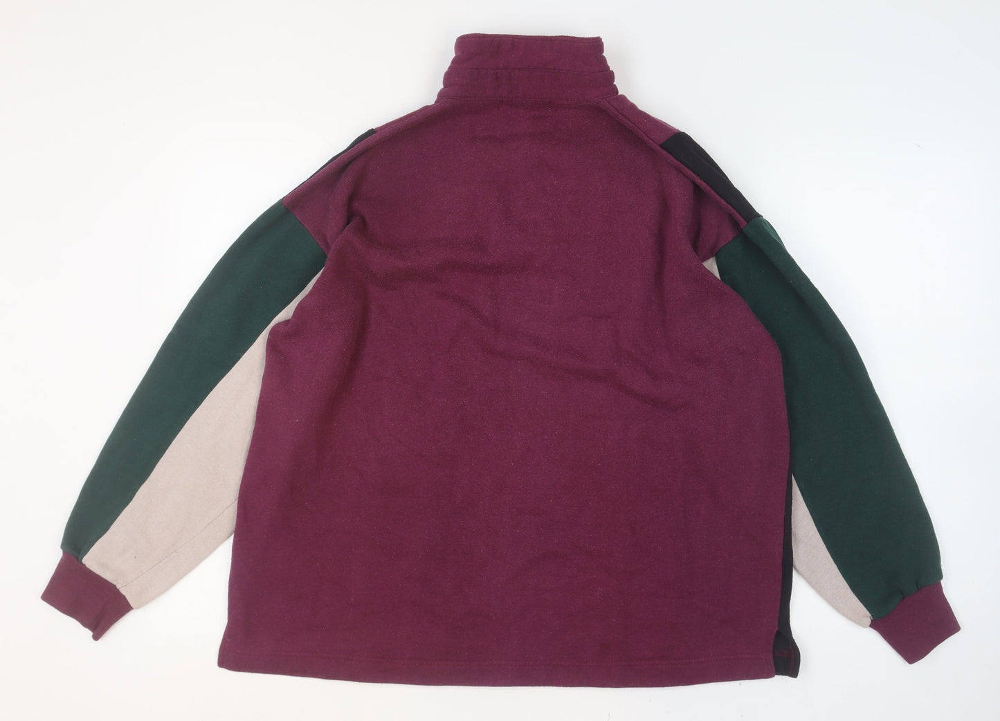 Chardonnay Women Burgundy Colourblock Henley Sweatshirt Size L