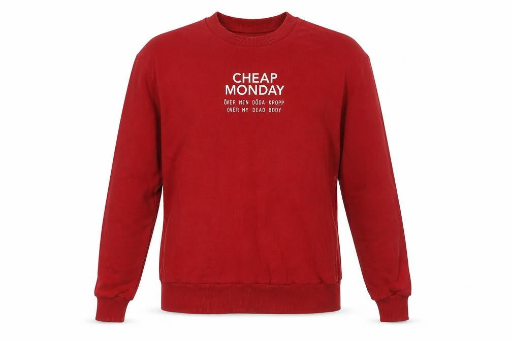 Cheap Monday Women Red XS Pullover Sweatshirt Crew Neck Cotton Blend