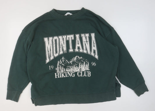 Primark Women Dark Green Montana Hiking Club Pullover Sweatshirt M