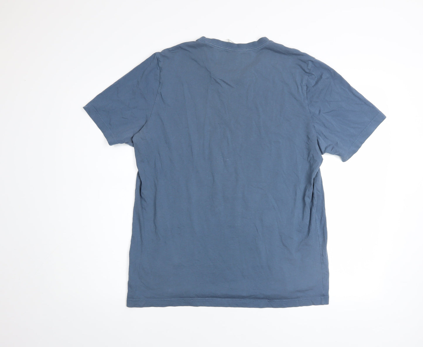 Adidas Mens Blue Crew Neck Graphic Print Cotton T-Shirt Size M