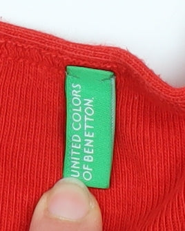 United Colors of Benetton Womens Red V-Neck Cotton Long Sleeve Top XS