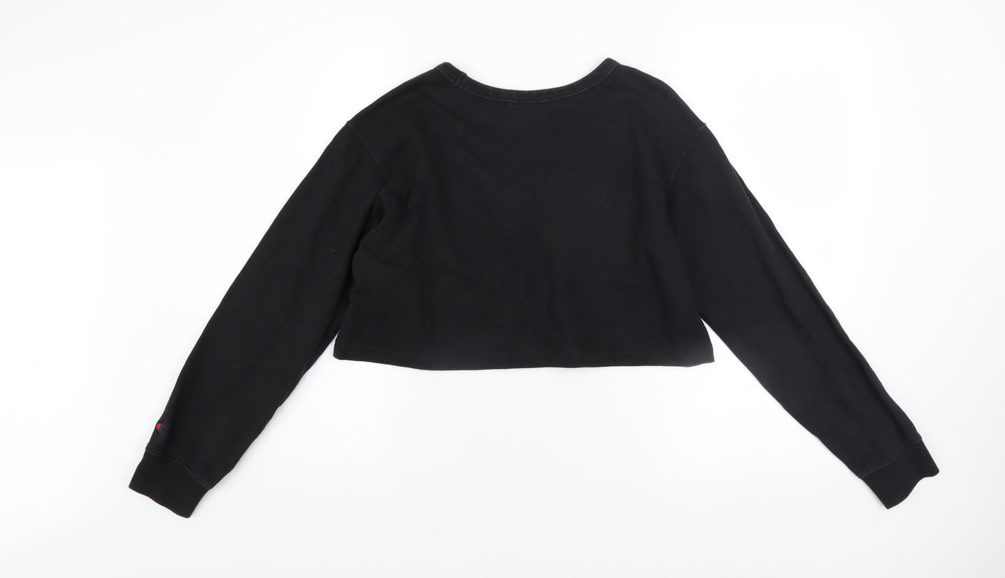 Champion Women Black Cropped Pullover Sweatshirt Medium
