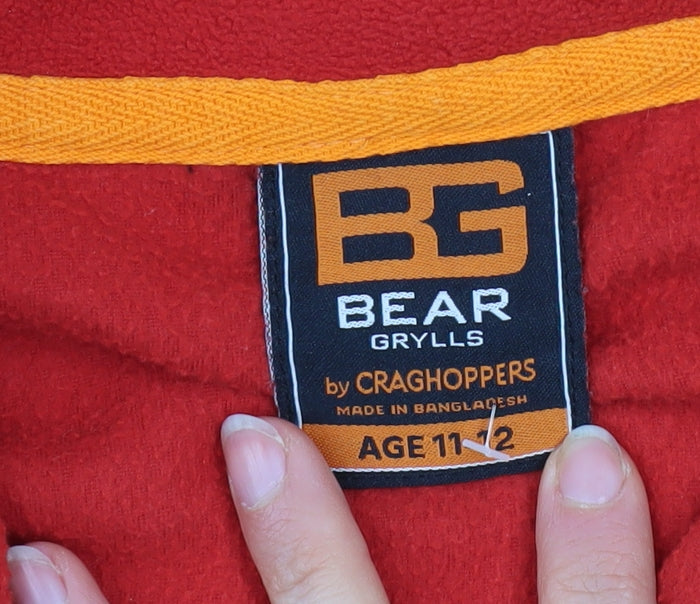 Craghoppers Bear Grylls Boys Red Fleece 1/4 Zip Sweatshirt Age 11-12