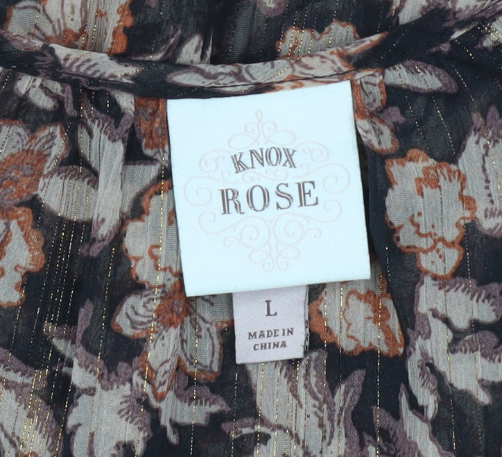 Knox Rose Women's Multicoloured Floral Chiffon Tunic Blouse Size L