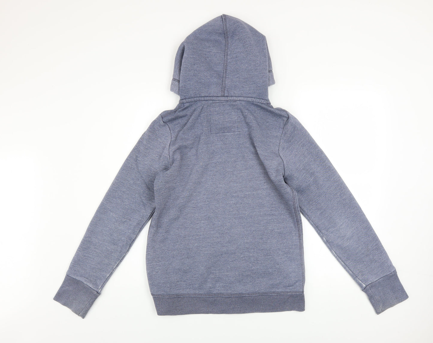 Superdry Women Blue Full Zip Hoodie L Cotton Blend Casual