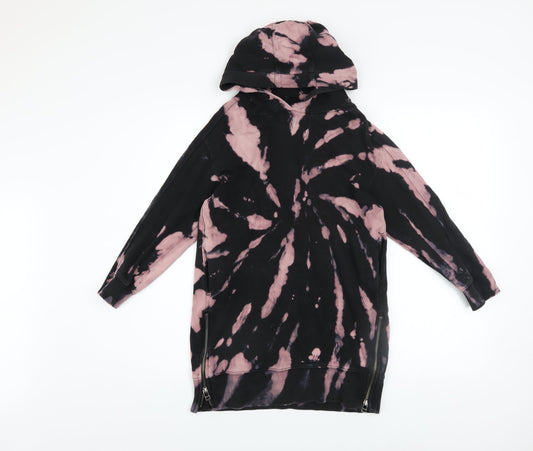 Next Girls Multicoloured Tie Dye Pullover Hoodie 8 Years with Zip Detail