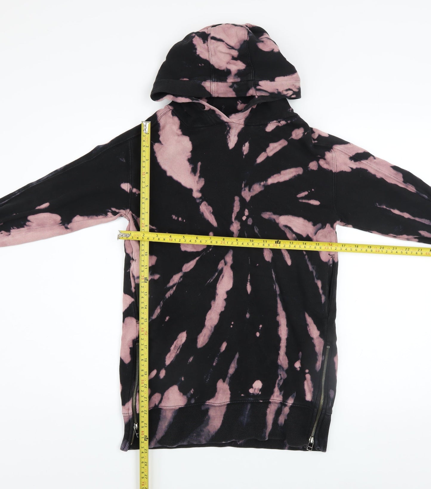 Next Girls Multicoloured Tie Dye Pullover Hoodie 8 Years with Zip Detail