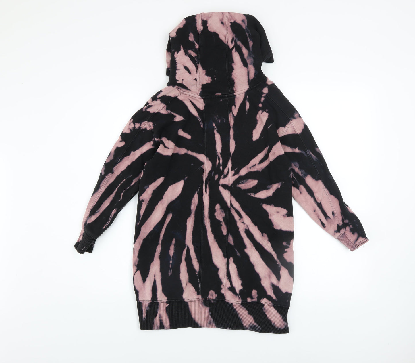 Next Girls Multicoloured Tie Dye Pullover Hoodie 8 Years with Zip Detail