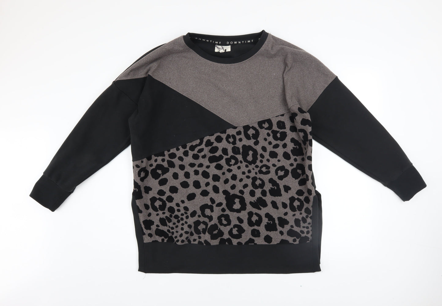 Next Women Black Leopard Print Pullover Sweatshirt Size 12
