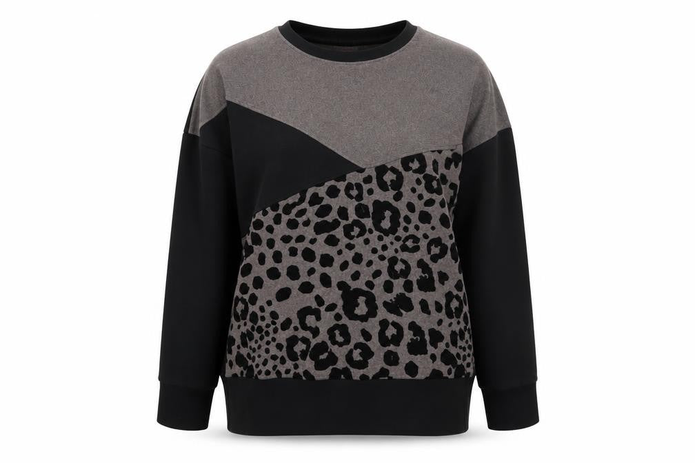 Next Women Black Leopard Print Pullover Sweatshirt Size 12