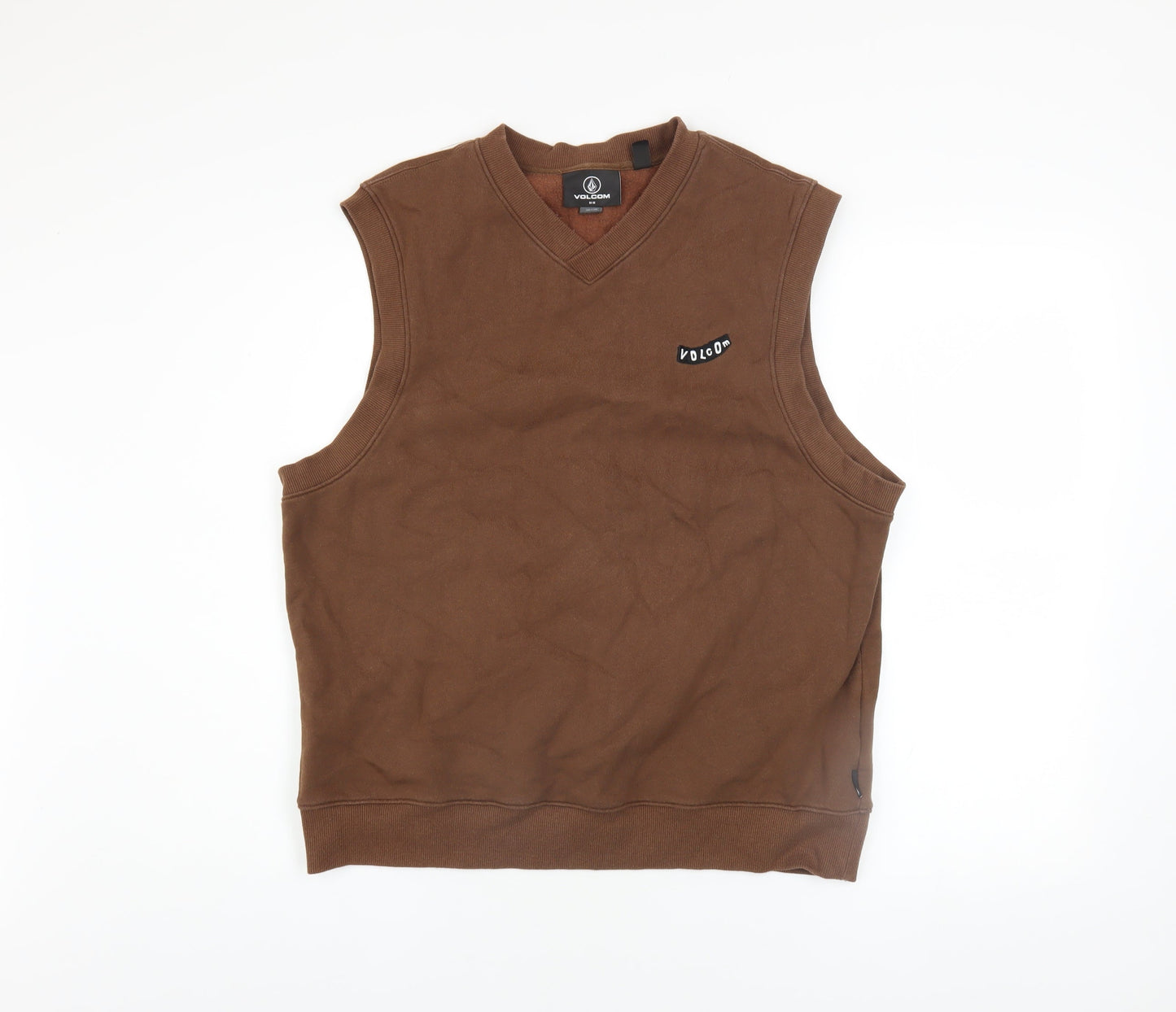 Volcom Men's Brown Sleeveless V-Neck Cotton Blend Casual Top M