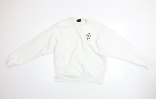 H&M Men’s White Keith Haring Pullover Sweatshirt Size S Oversized Fit