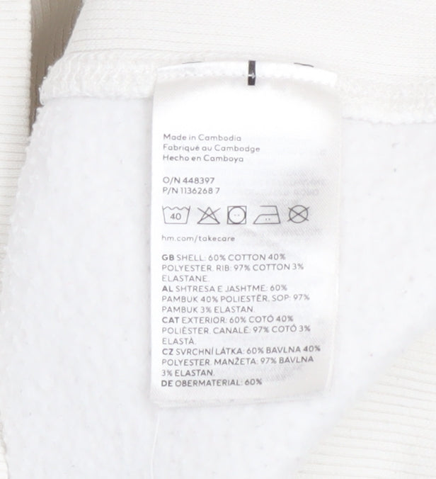 H&M Men’s White Keith Haring Pullover Sweatshirt Size S Oversized Fit
