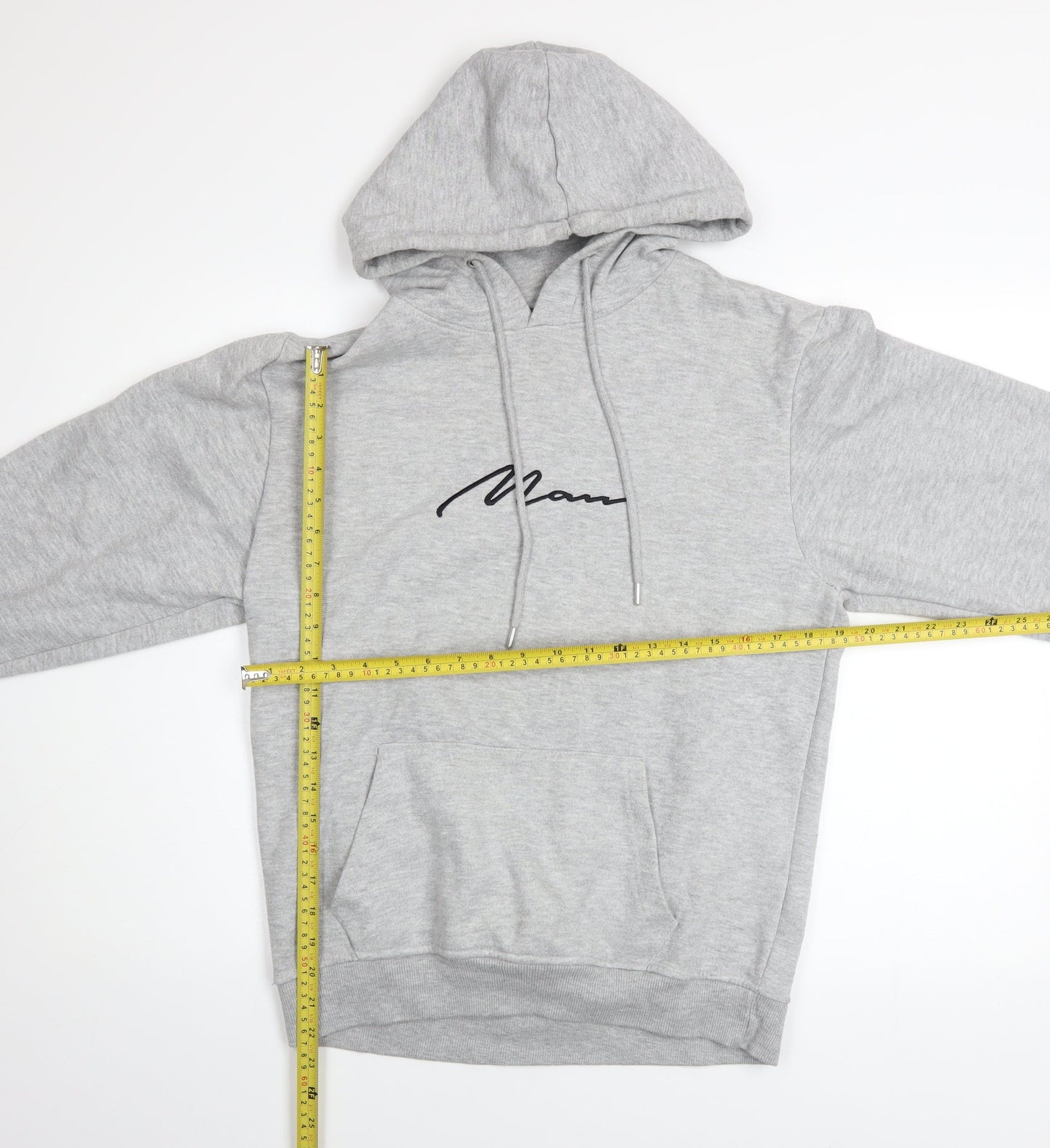 BoohooMAN Men's Grey Pullover Hoodie XS Regular Fit Logo Style
