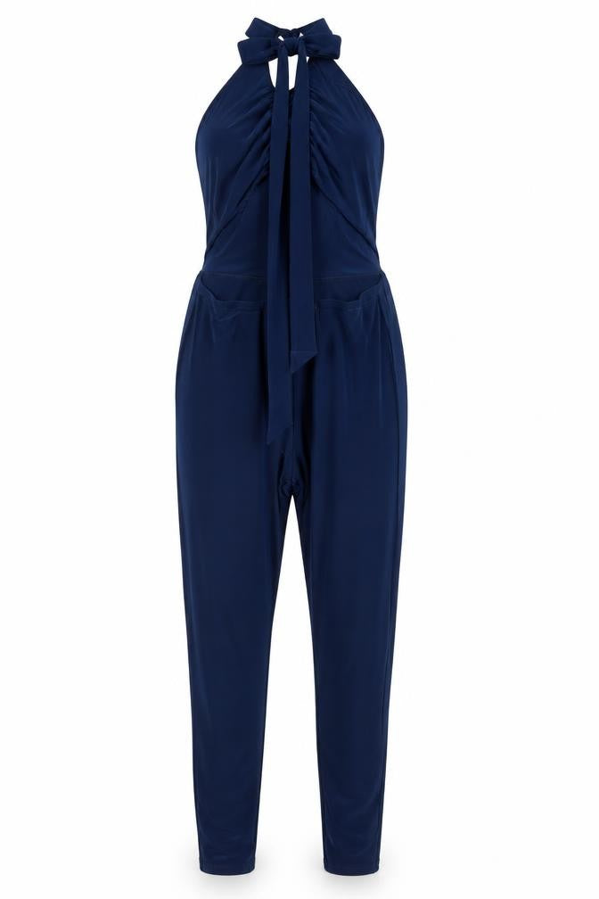 PrettyLittleThing Women Navy Blue Size 10 Strappy Jumpsuit Polyester Blend