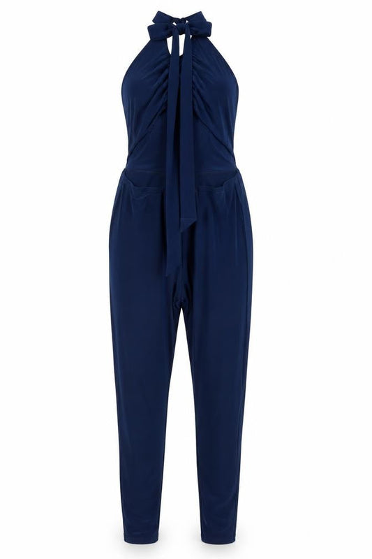 PRETTYLITTLETHING Women Navy Blue Size 10 Strappy Jumpsuit Polyester Blend