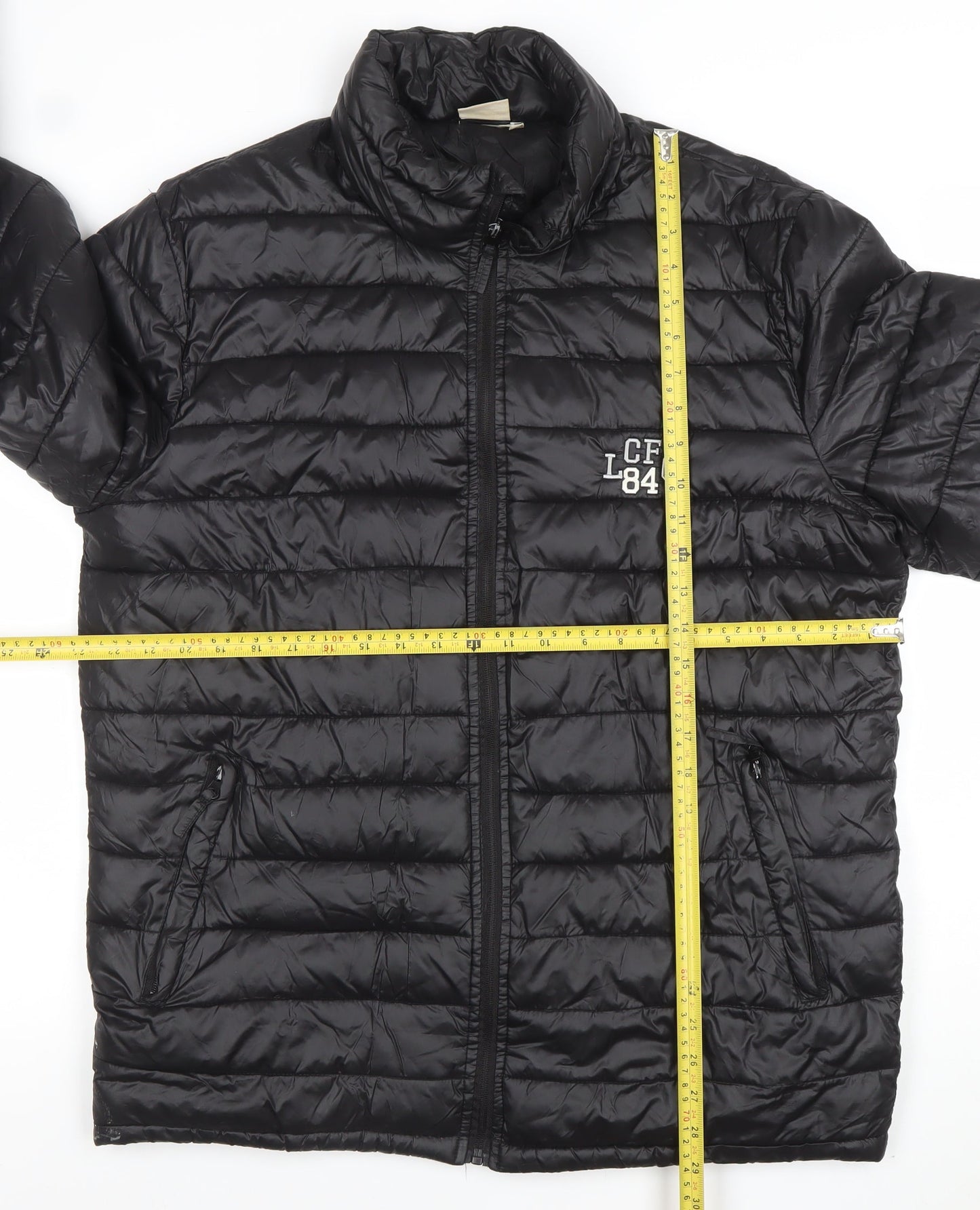 Leicester City FC Men's Black Puffer Jacket Size L Nylon Polyester