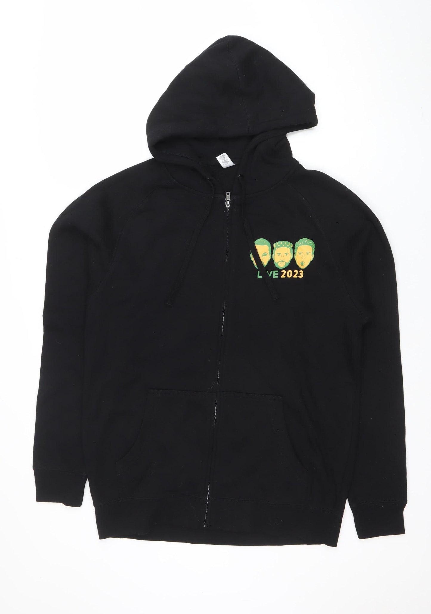 AS Colour Mens Black Full Zip Hoodie Medium Live 2023 Graphic Print