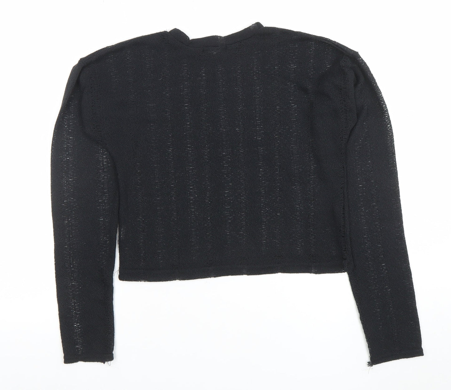 PrettyLittleThing Womens Black Size 6 Cropped Knit Long Sleeve Top