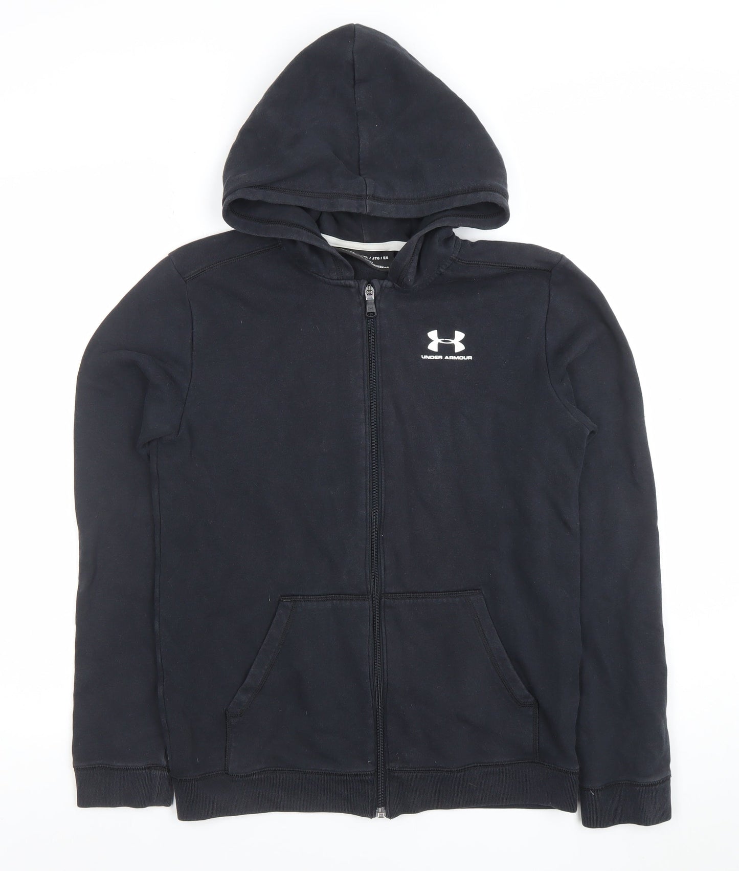 Under Armour Boys Black XL Full Zip Hoodie Sweatshirt Loose Fit